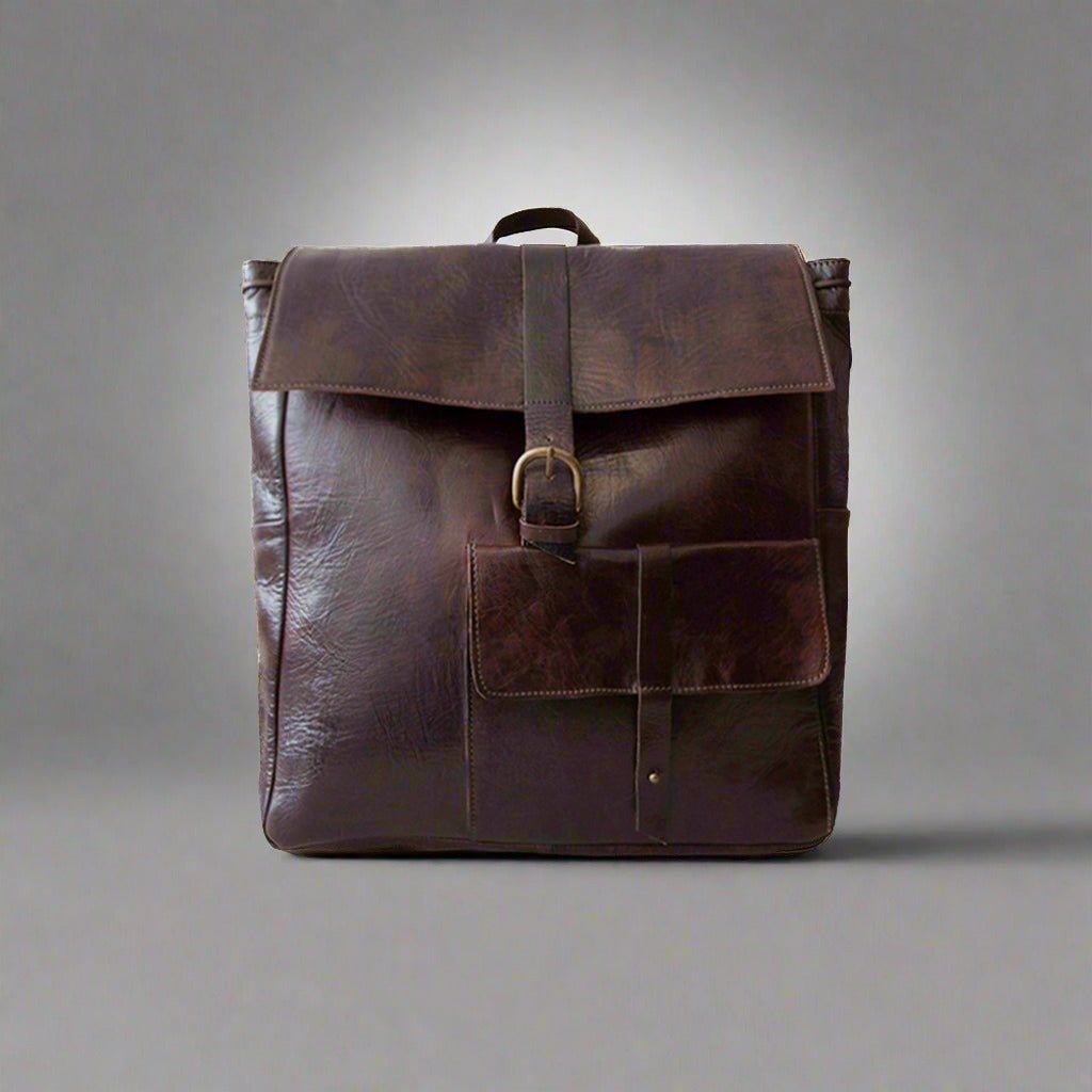 Square Backpack Bag - Dark brown - Artisan Stories