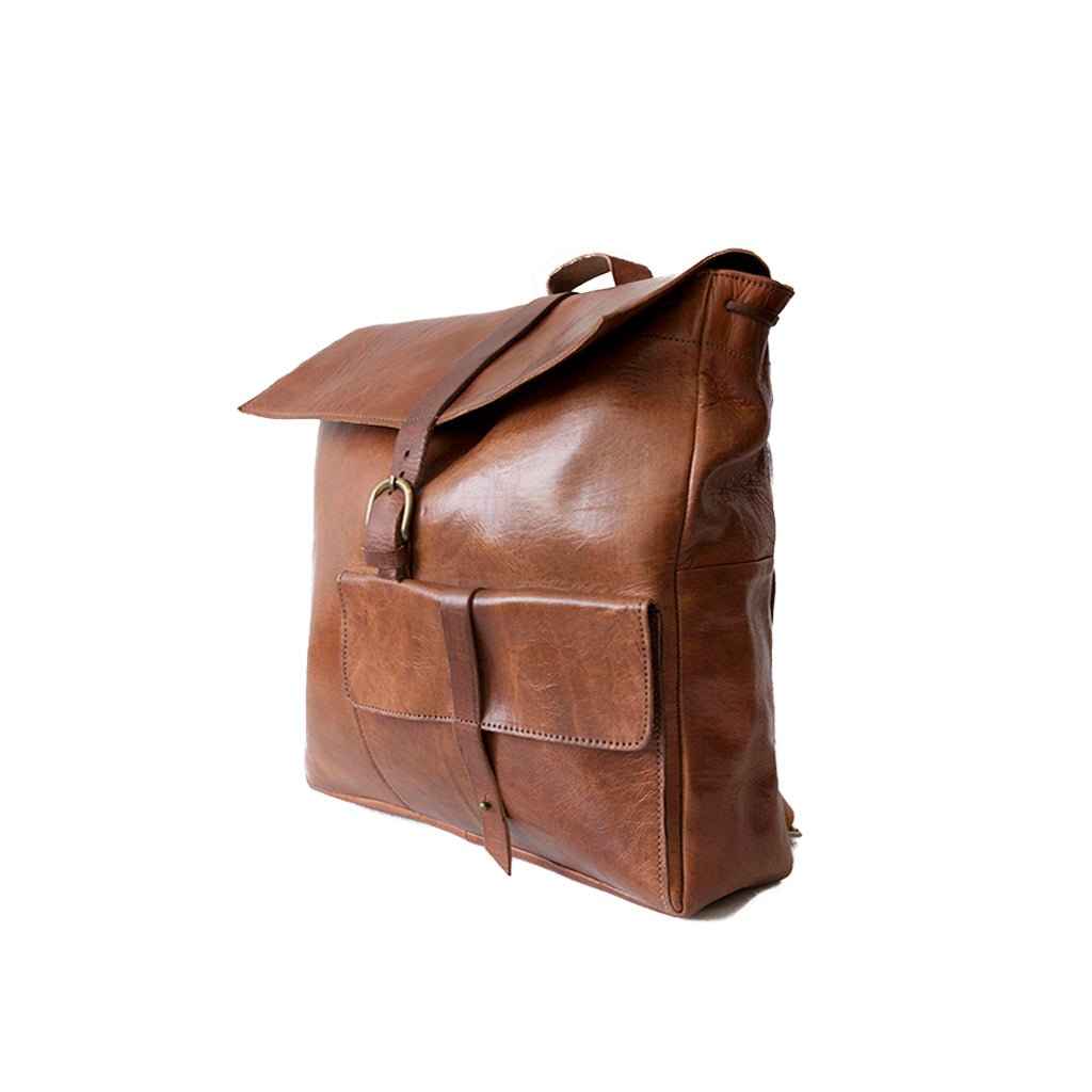 Square Backpack Bag - Light Brown - Artisan Stories