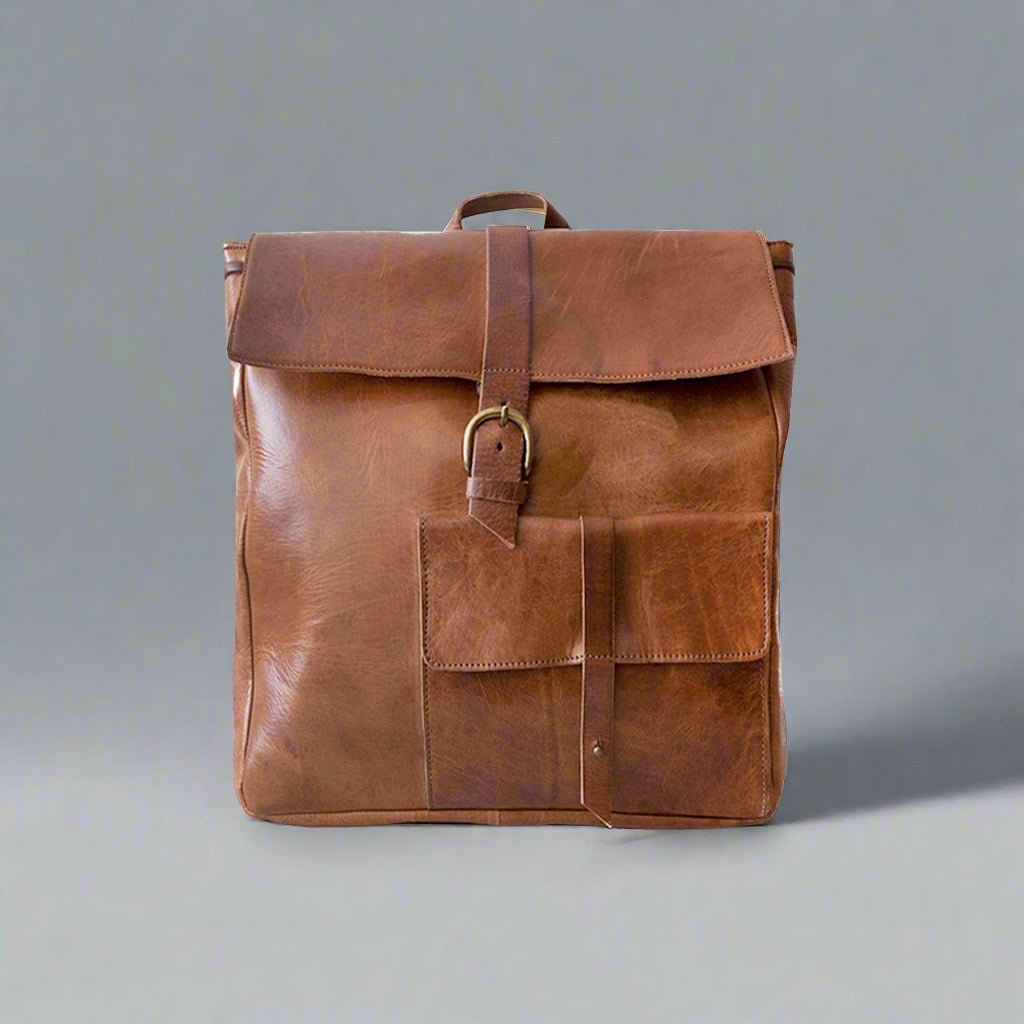 Square Backpack Bag - Light Brown - Artisan Stories