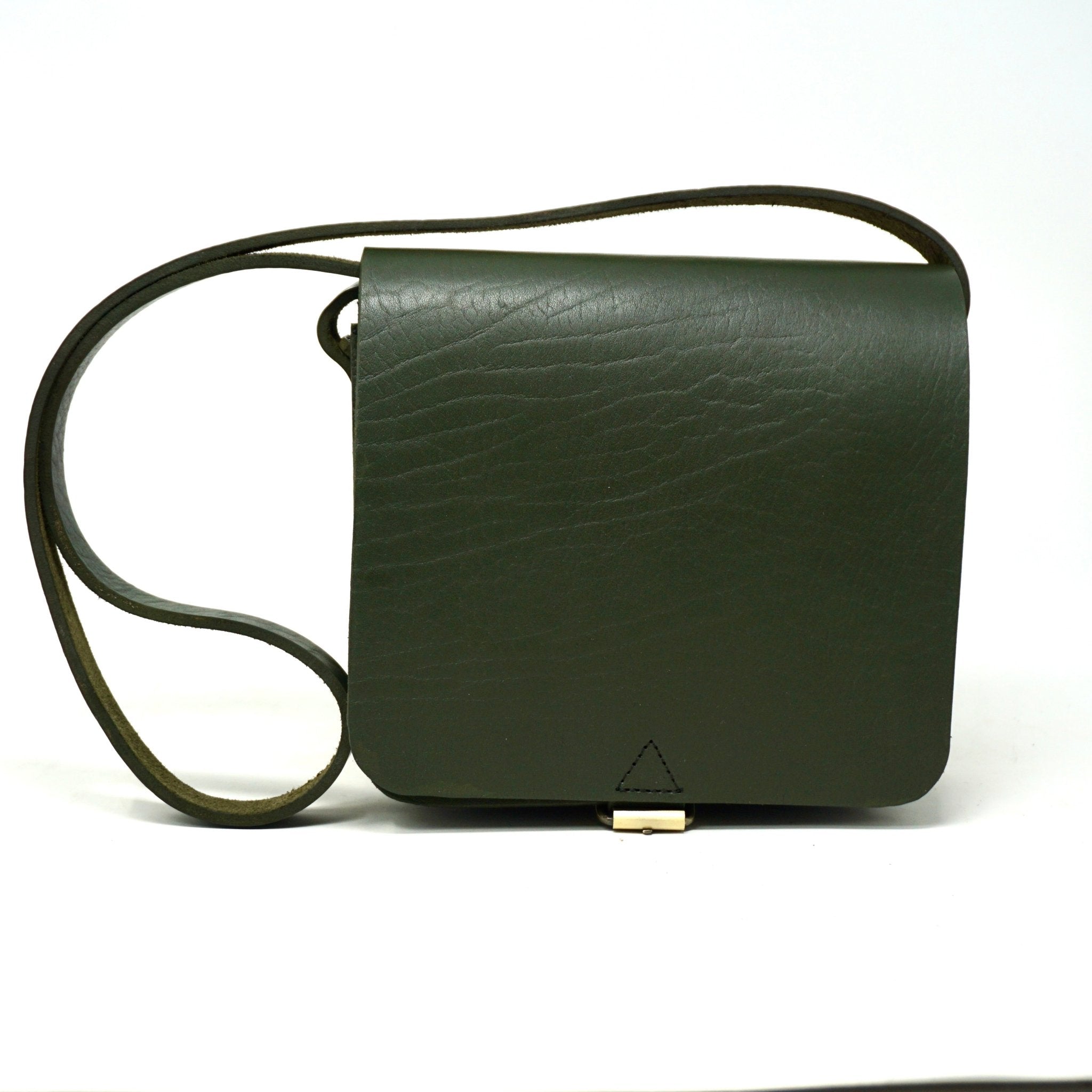 Unisex small leather Messenger Bag - green - Artisan Stories