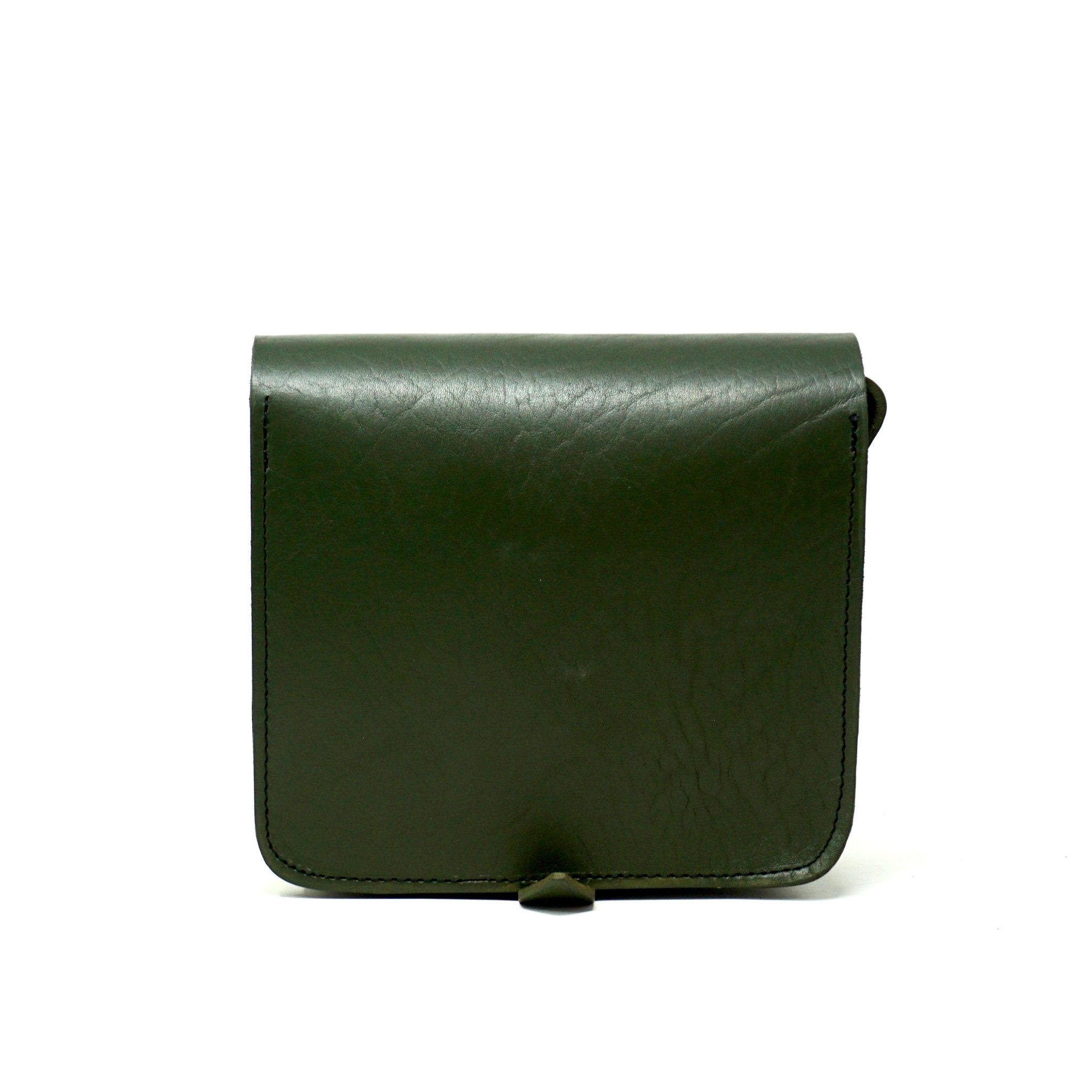 Unisex small leather Messenger Bag - green - Artisan Stories