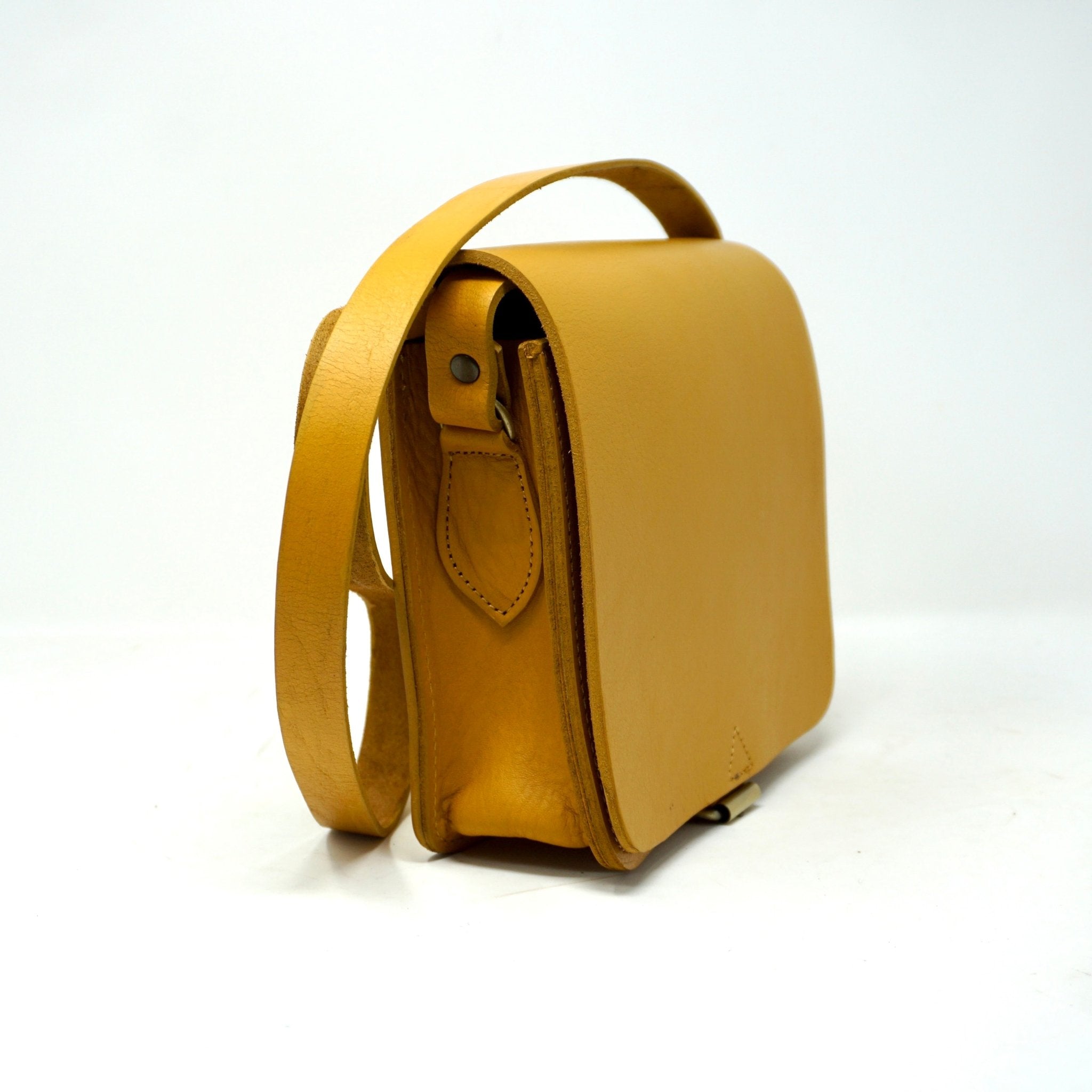 Unisex small leather Messenger Bag - yellow - Artisan Stories