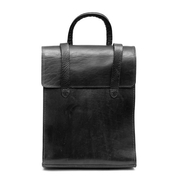 Vintage Closure Leather Backpack Bowie In Black - Artisan Stories