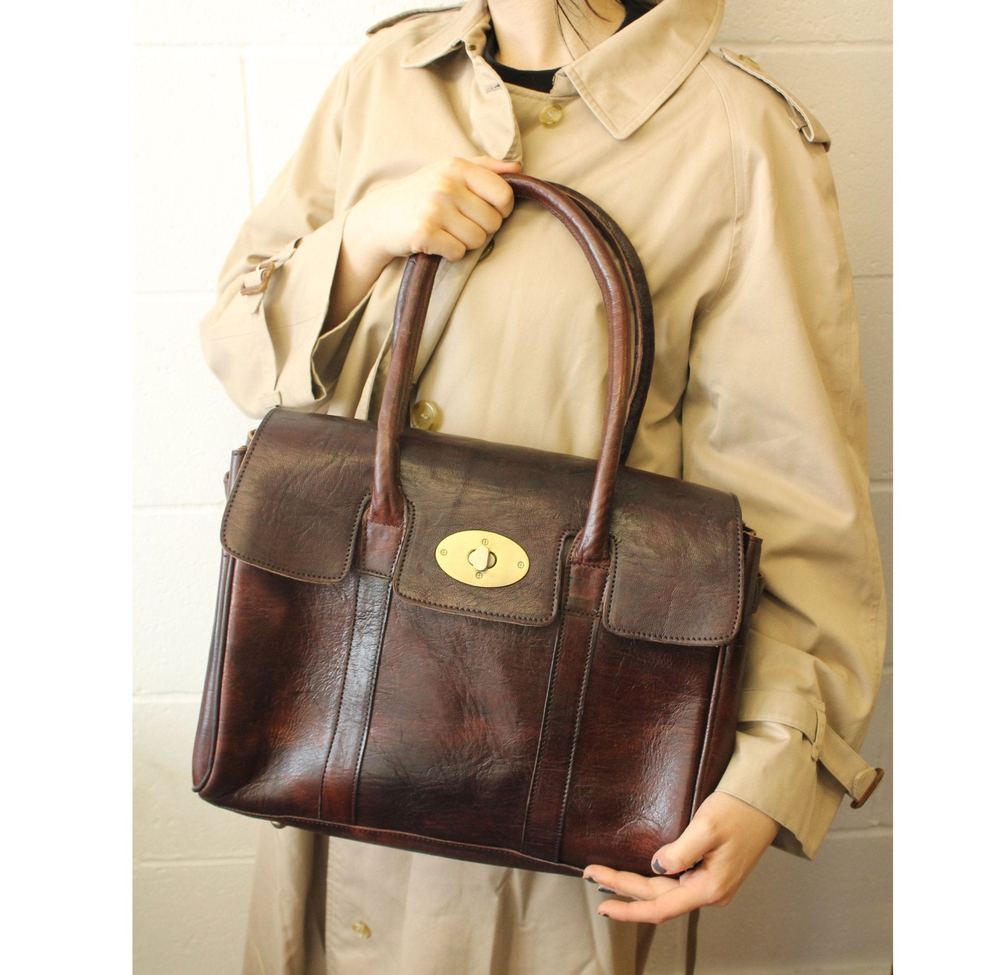 Women's Leather Tote Handbag Dark Brown - Artisan Stories