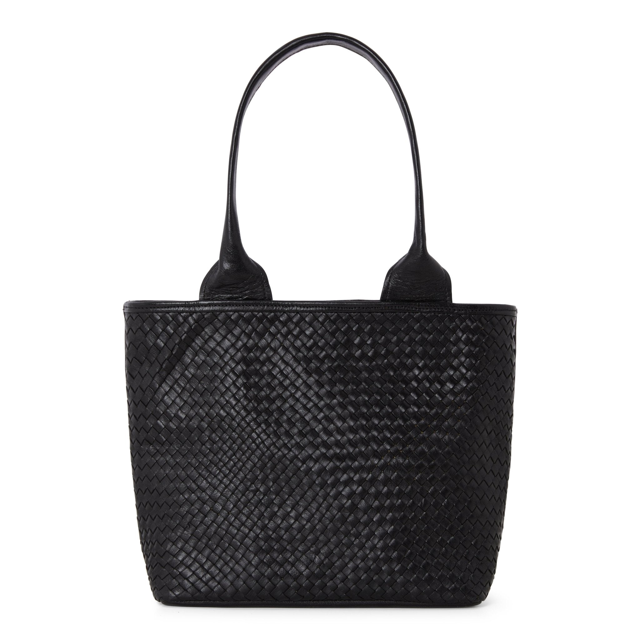 Woven Leather Tote Handbag Black - Artisan Stories