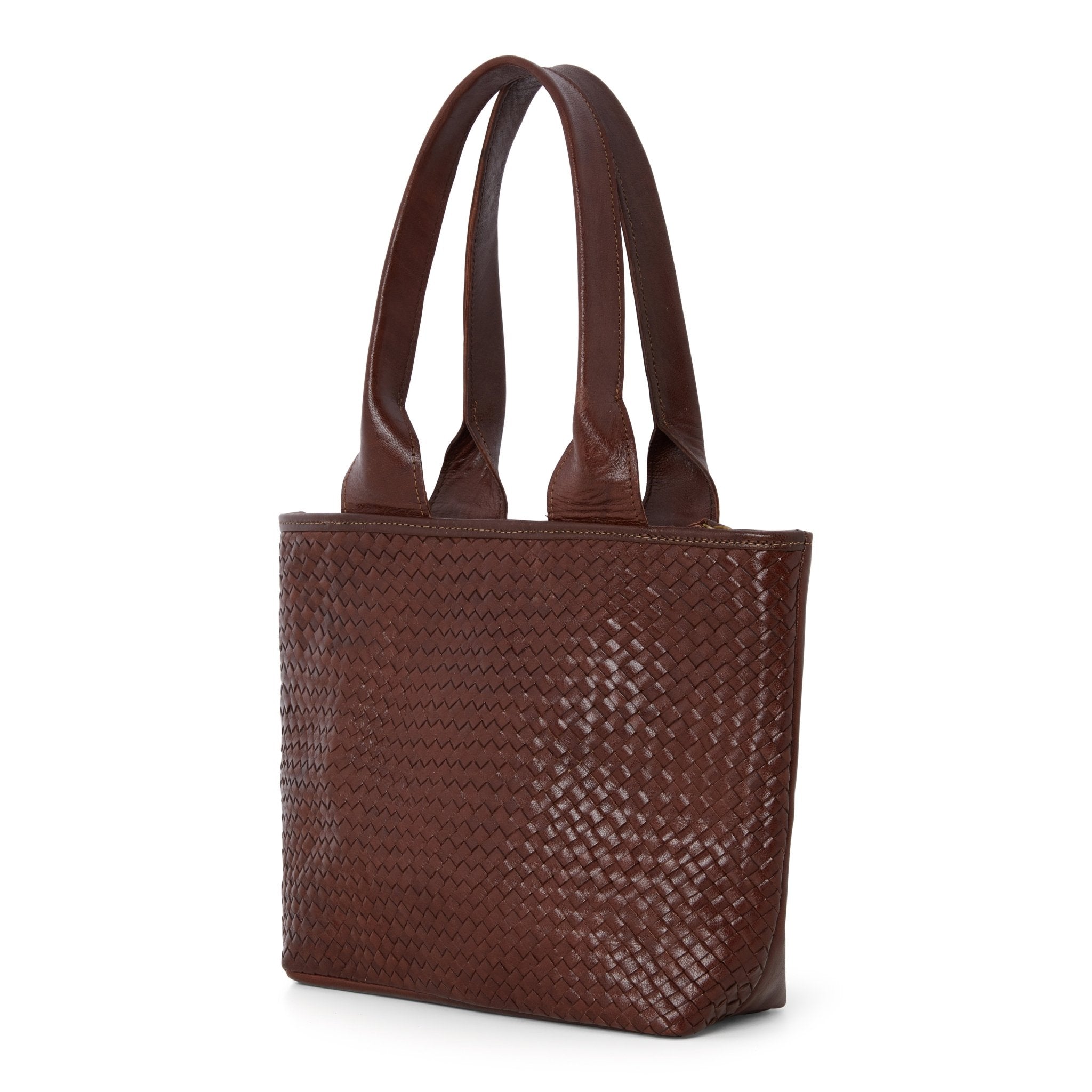 Woven Leather Tote Handbag Chocolate Brown - Artisan Stories