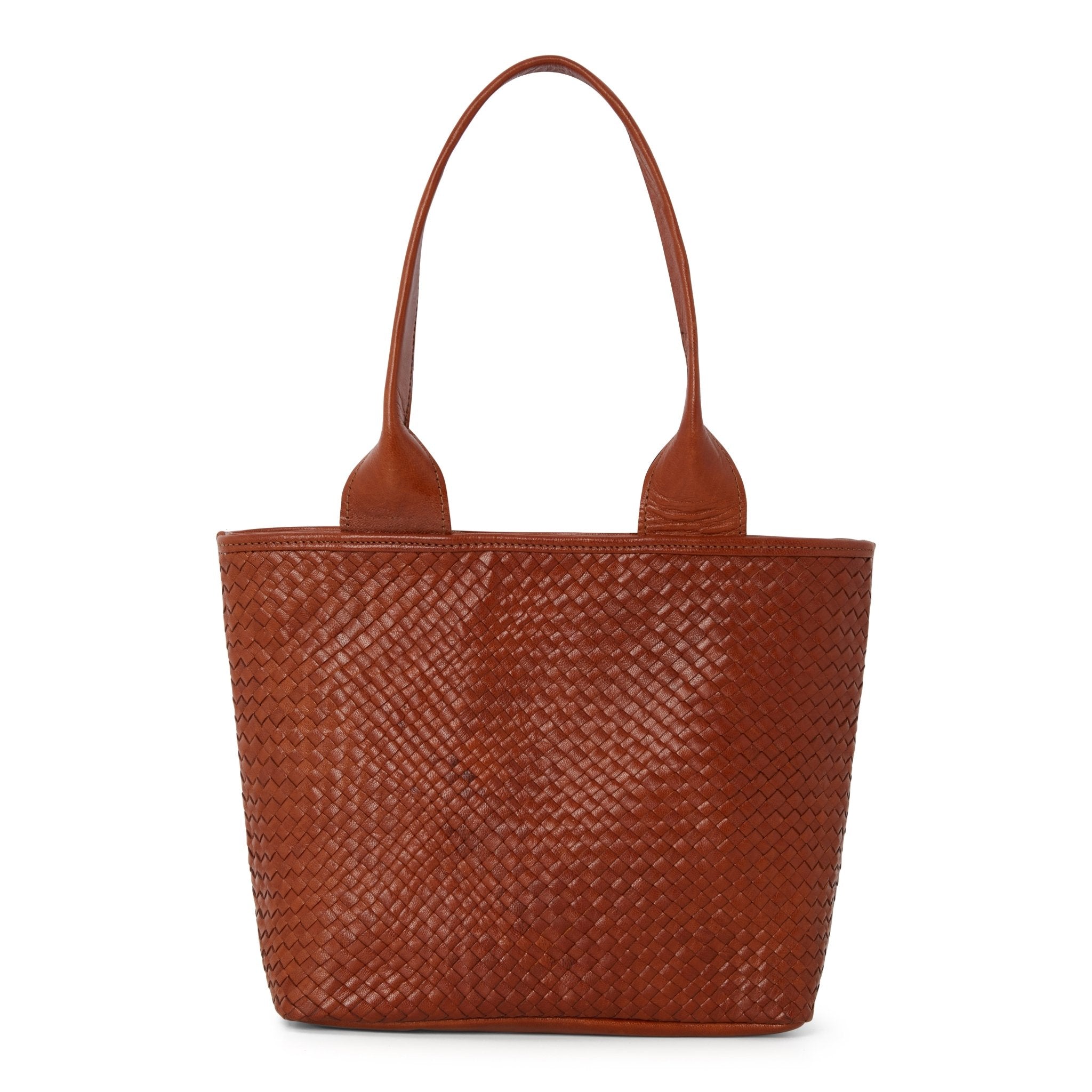 Woven LeatherTote Bag Light Brown - Artisan Stories