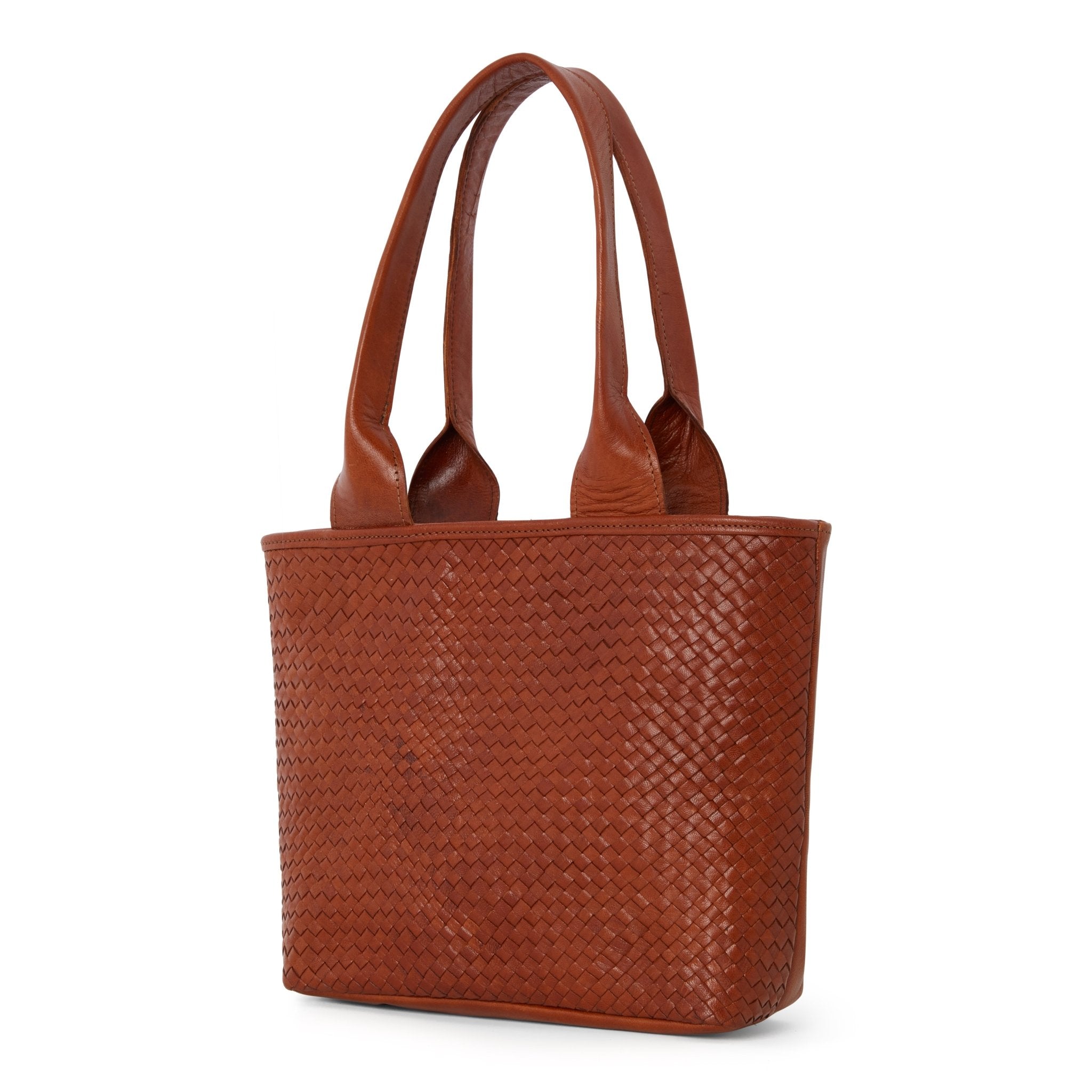 Woven LeatherTote Bag Light Brown - Artisan Stories