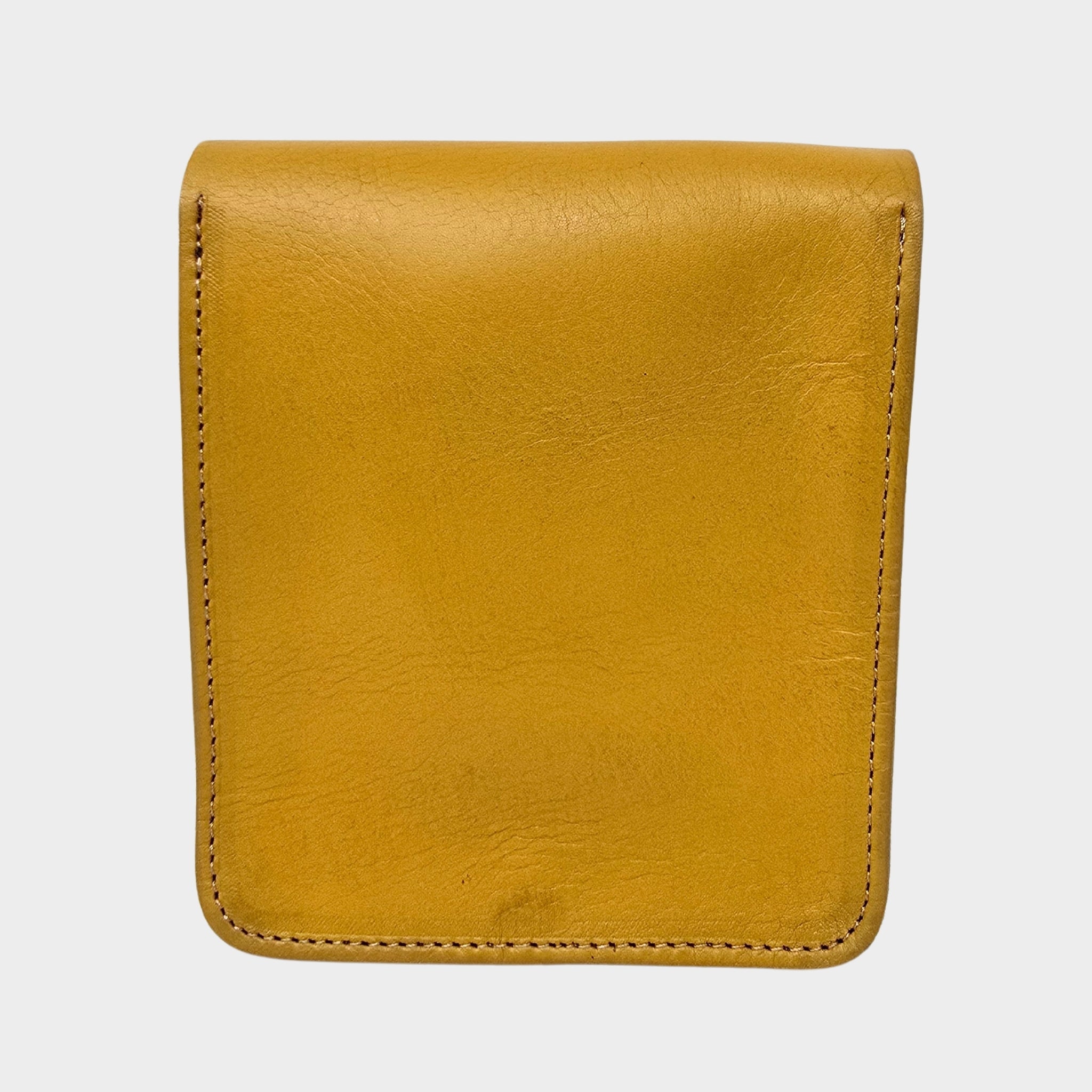 Yellow Small Leather Crossbody Bag with Pop Closure - Artisan Stories