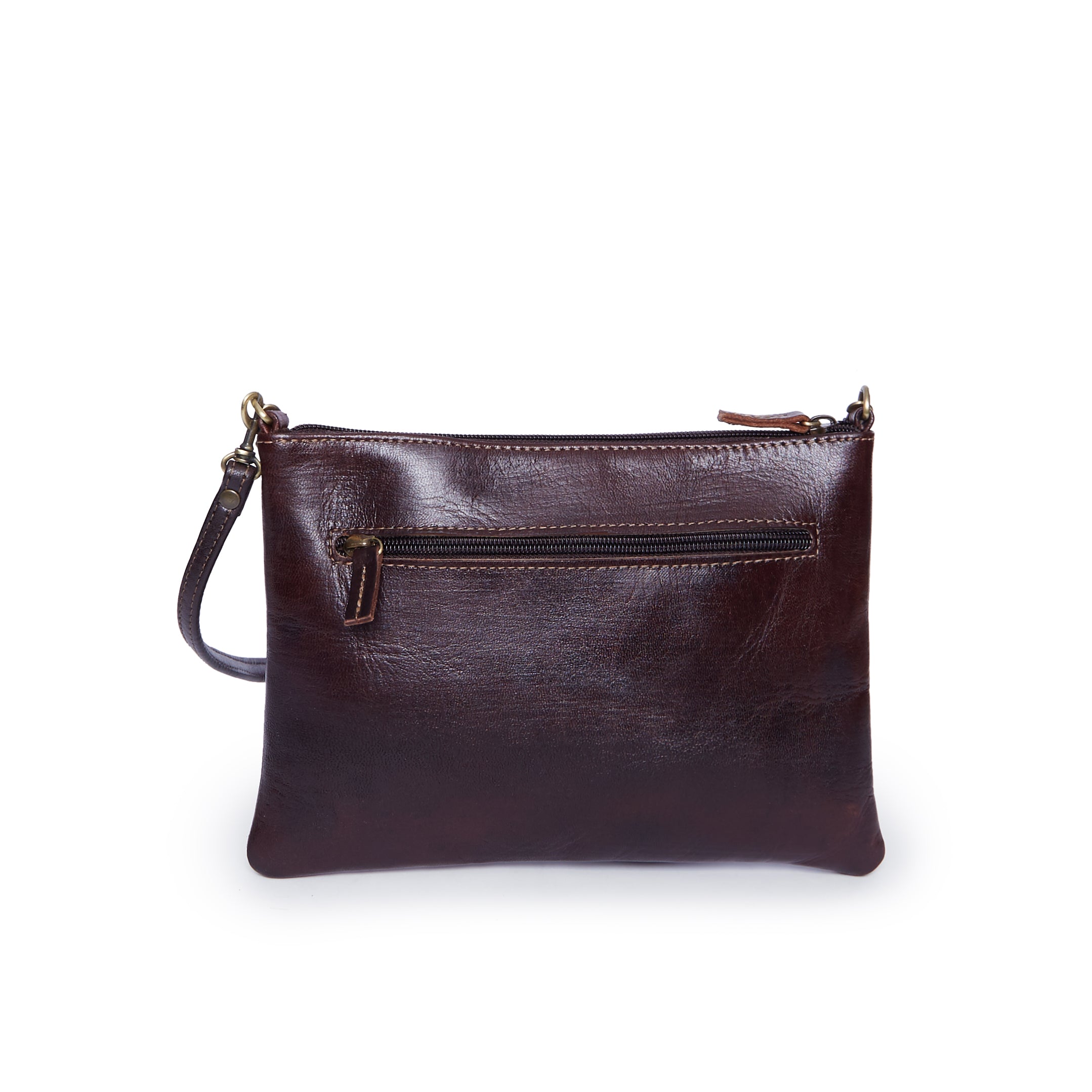 Dark Brown Crossbody Leather Clutch Bag