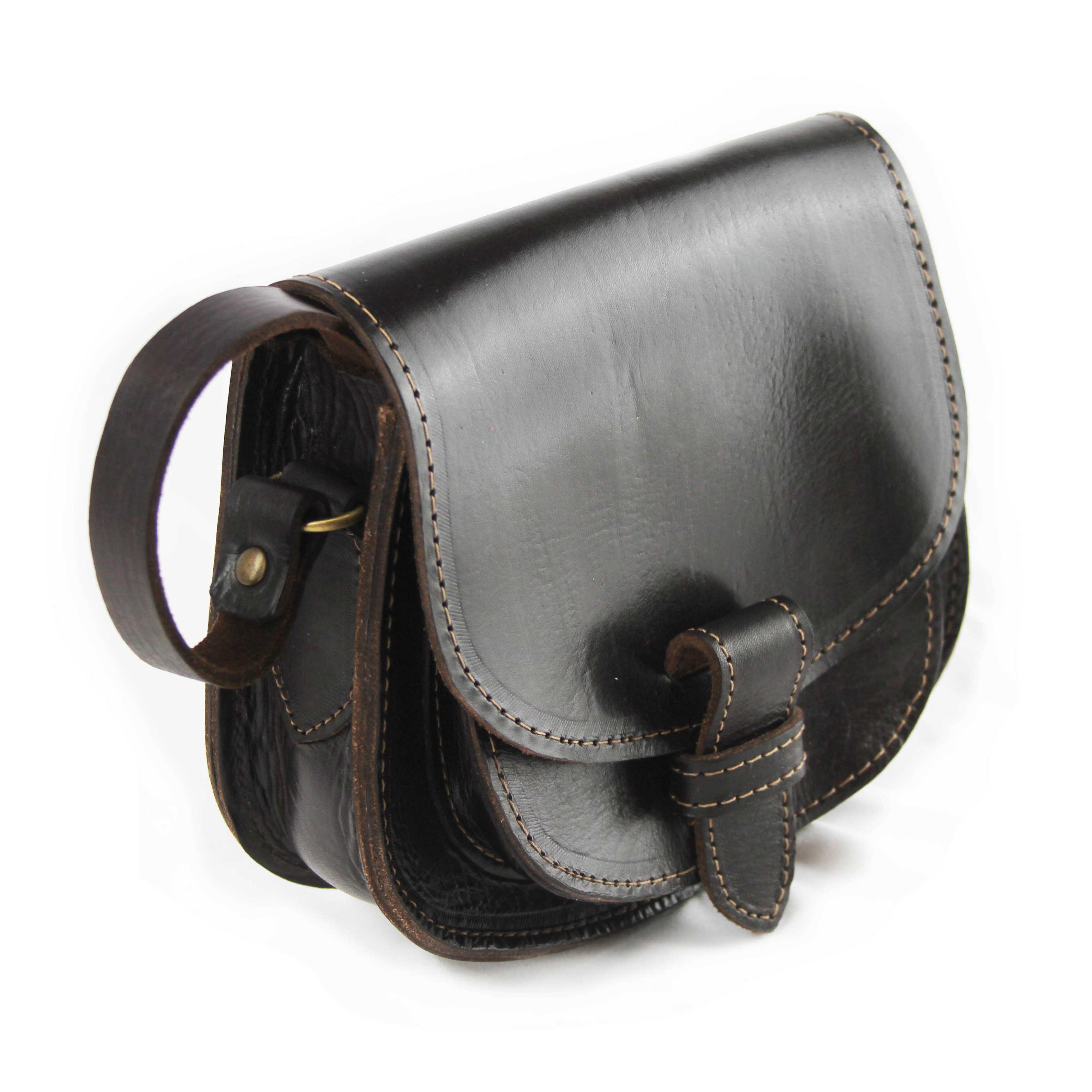 Dark Brown Maya Leather Saddle Bag