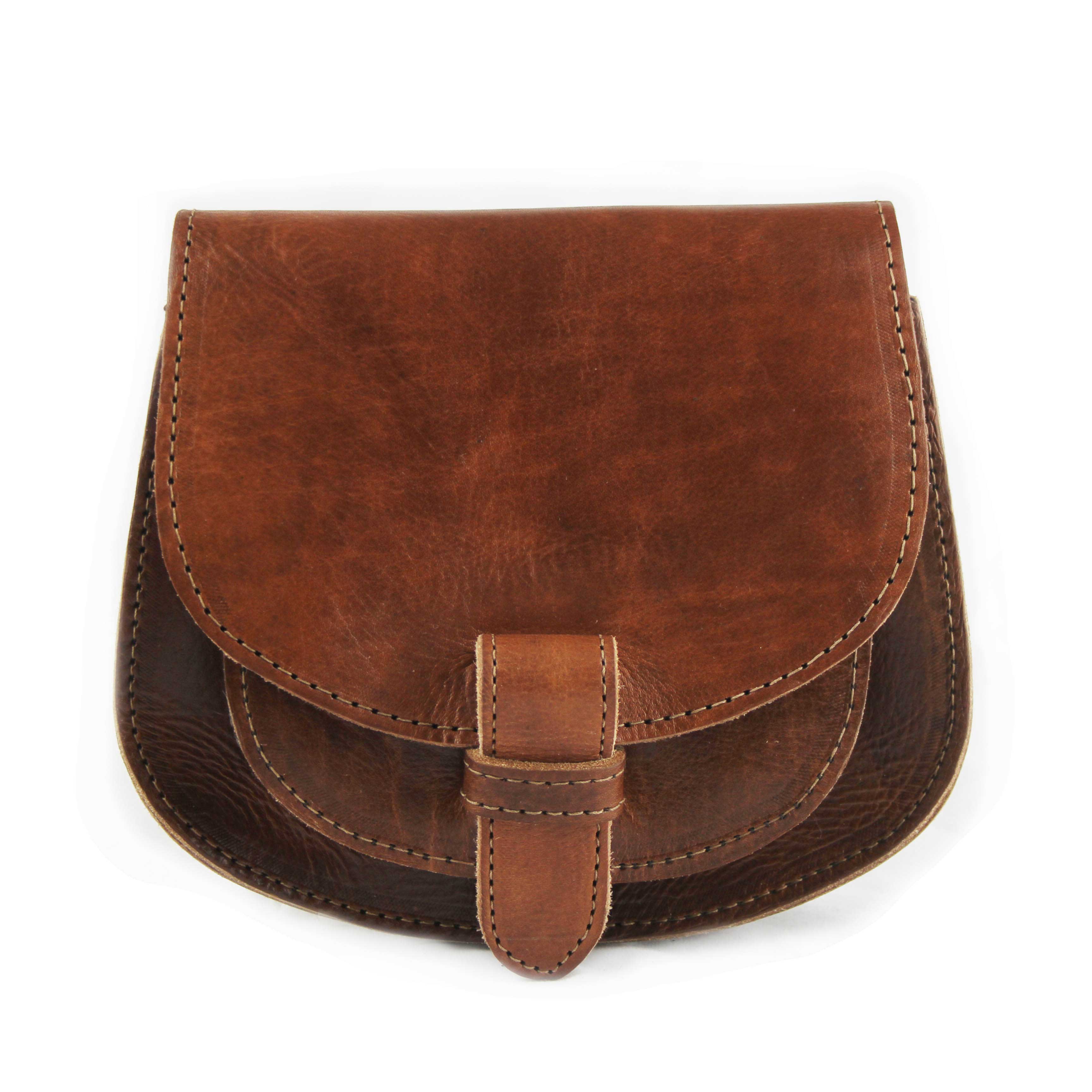 Maya Light Brown Leather Saddle Bag