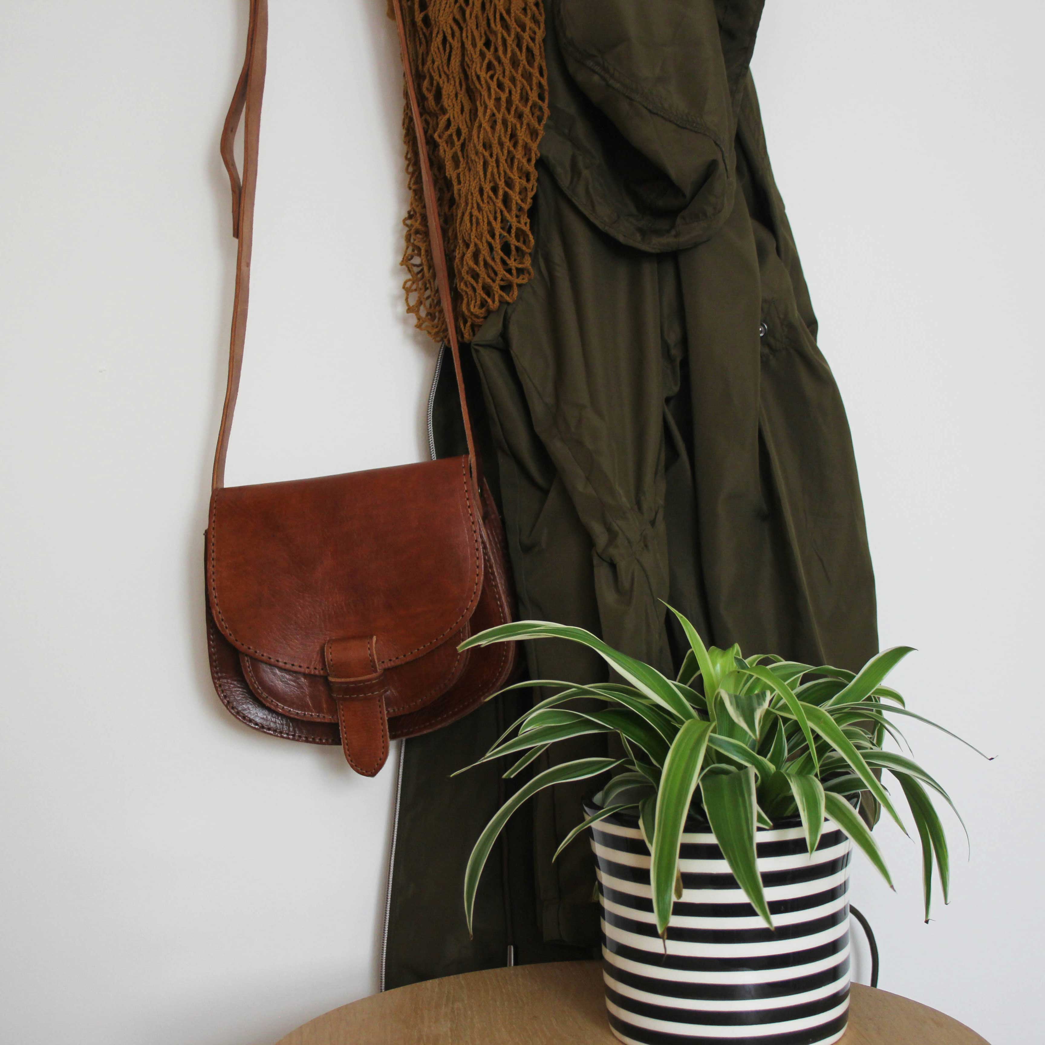 Dark brown clearance leather saddle bag