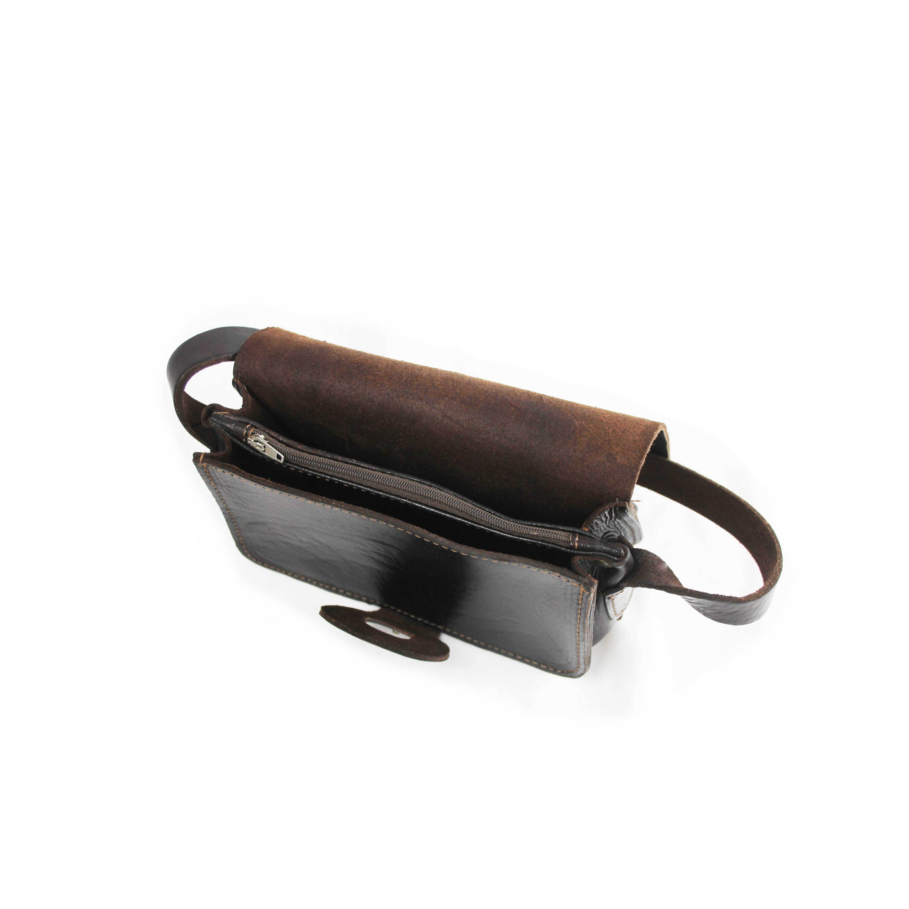 Noah Leather Wallet Crossbody Dark Brown