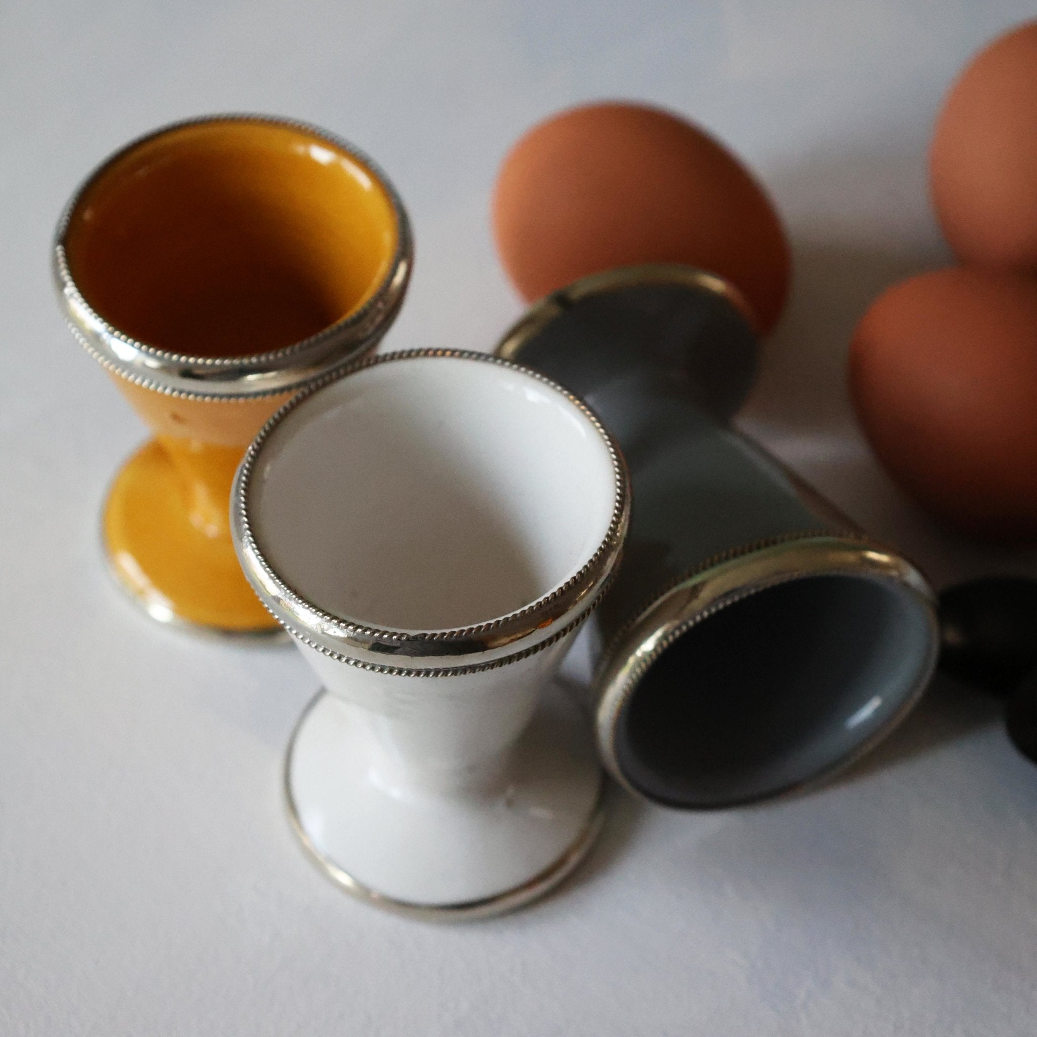 Berber Egg Cup with metal trim - Grey - Artisan Stories