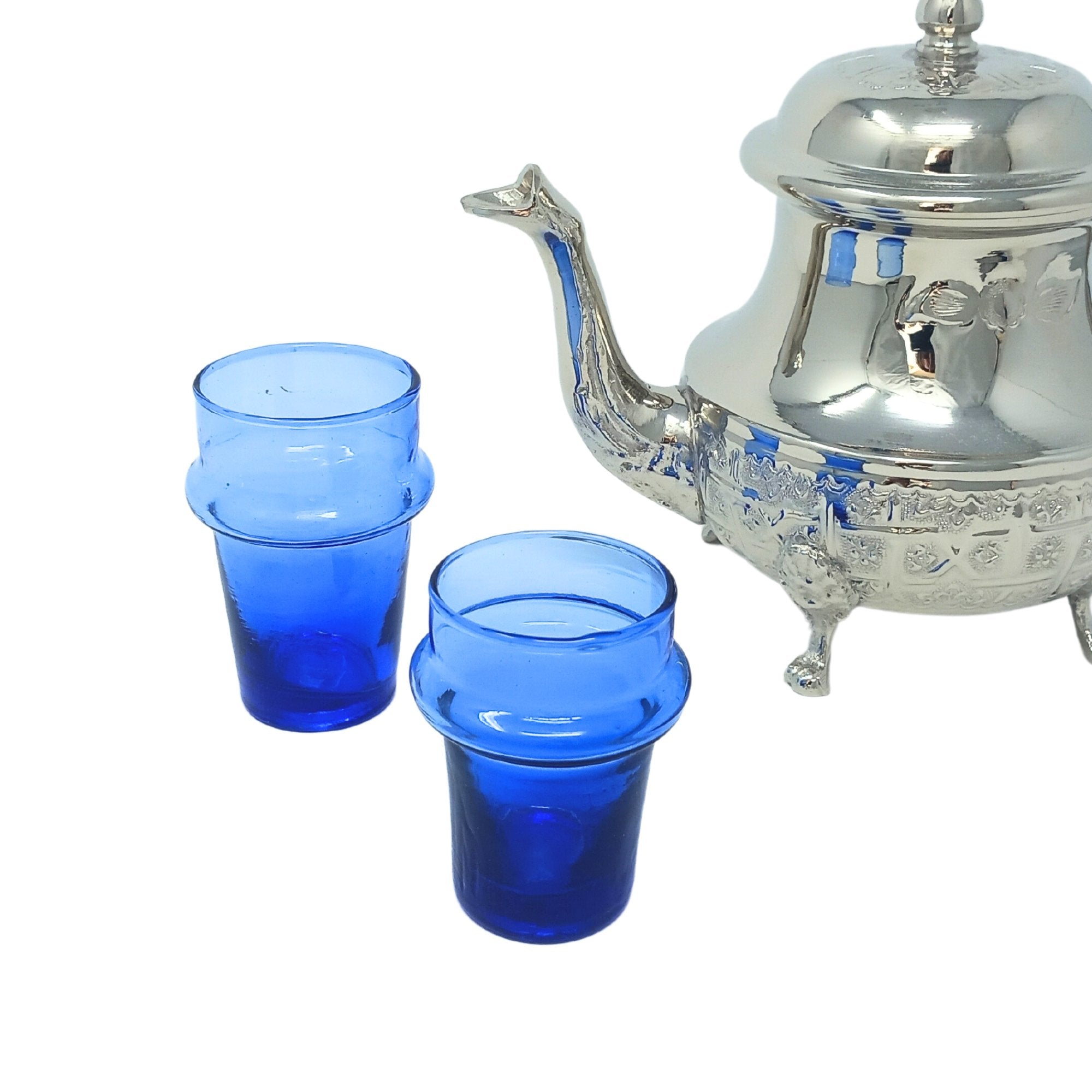 Blue Tea Serving Moroccan Drinking Glasses Recycled - Artisan Stories