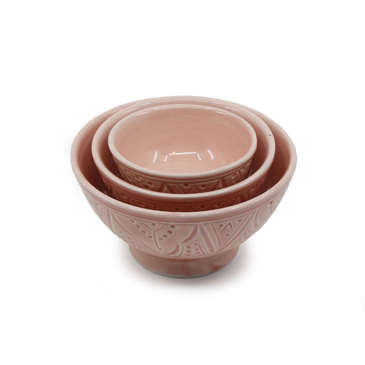 Carved Safa Ceramic Bowls - Blush - Artisan Stories