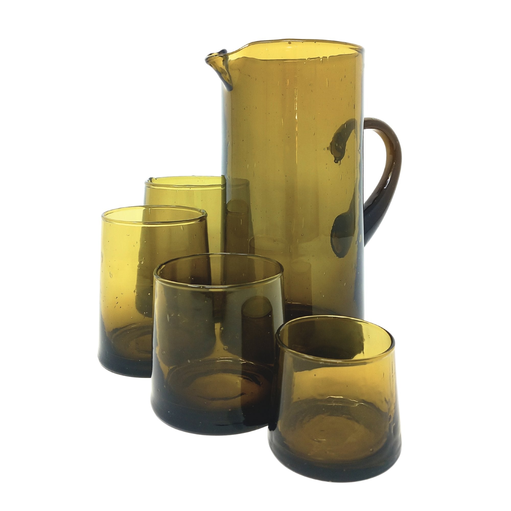 Inverted Recycled Drinking Glass Brown - Artisan Stories