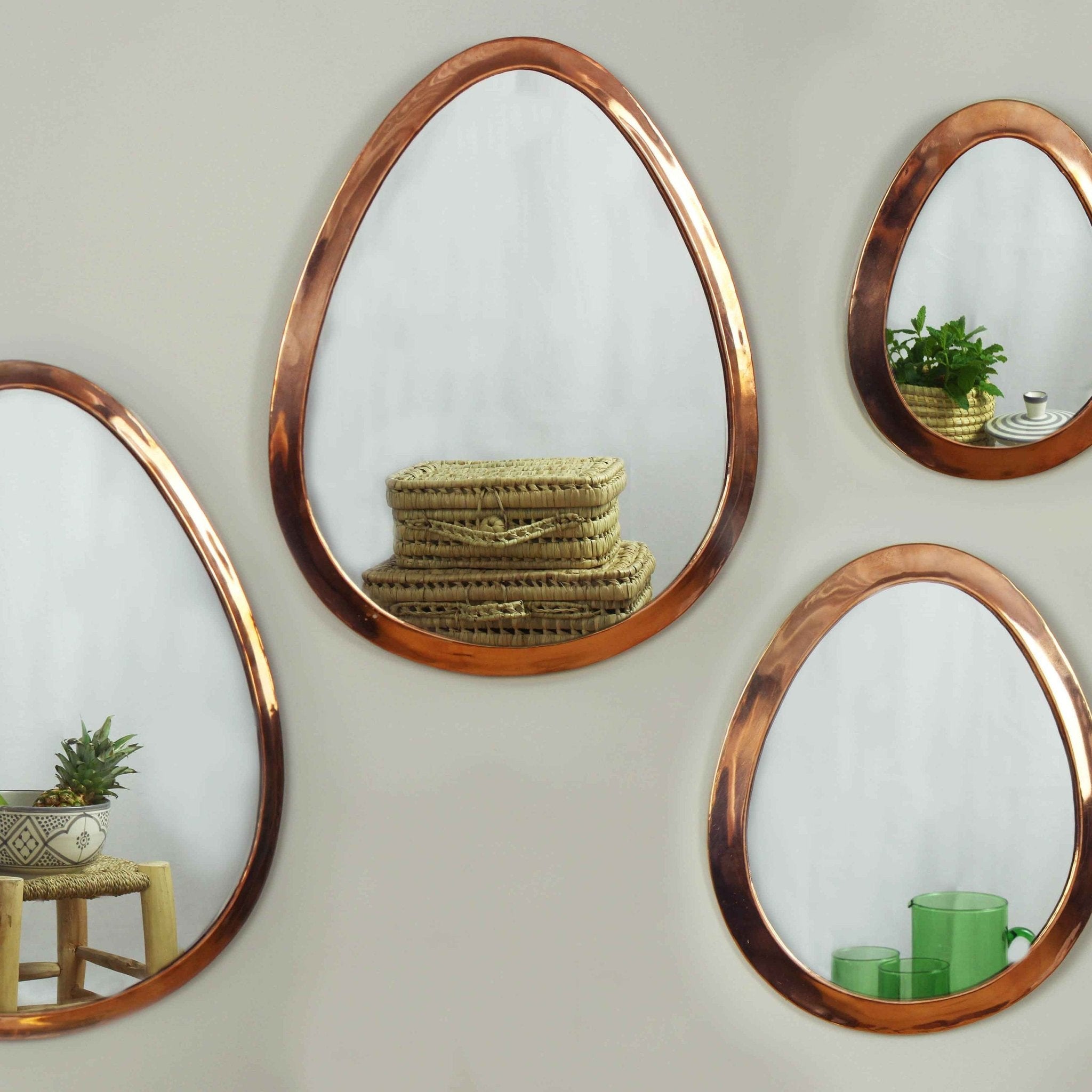 Marrakech Egg Mirror in Rose Brass - Artisan Stories