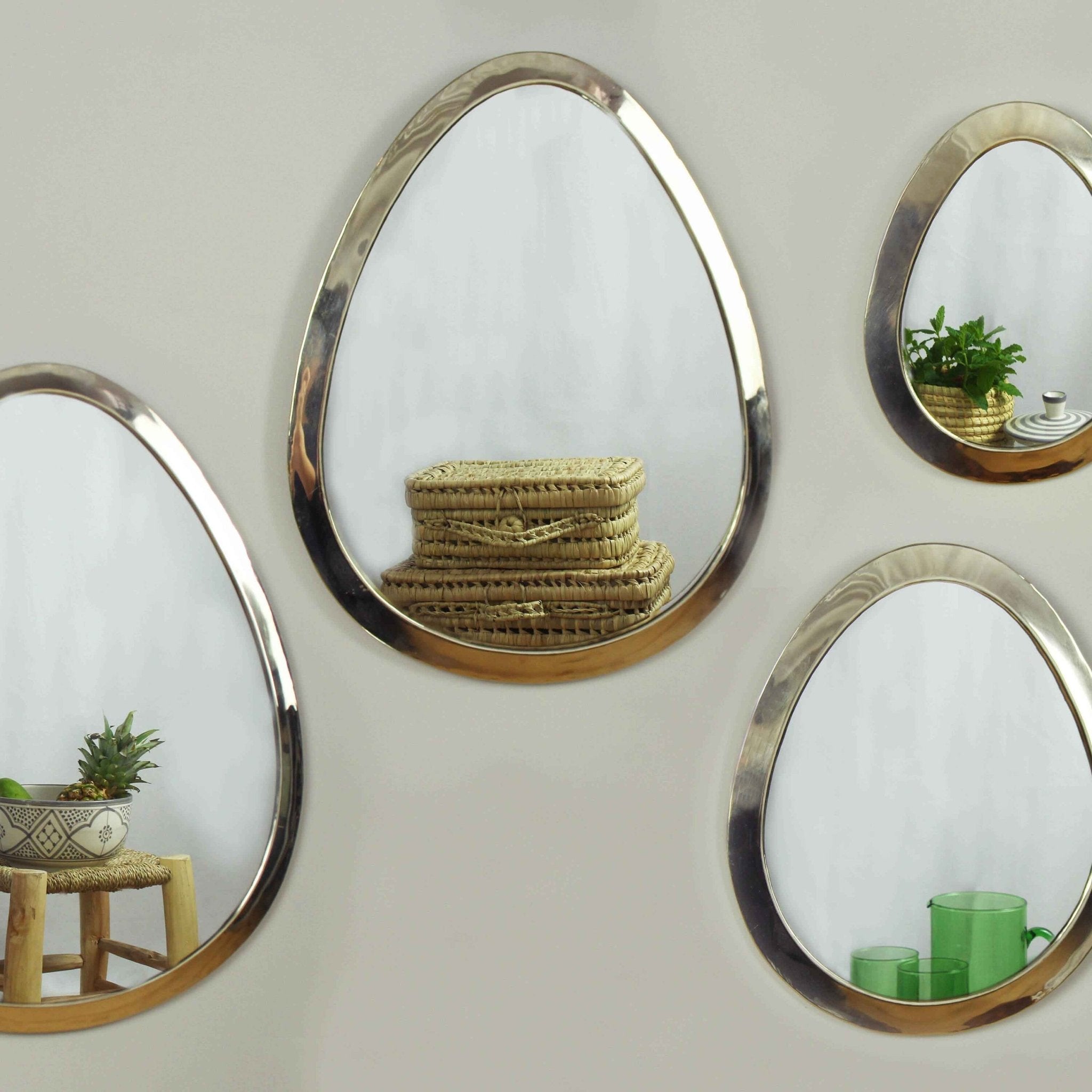 Marrakech Egg Mirror in Silver Brass - Artisan Stories