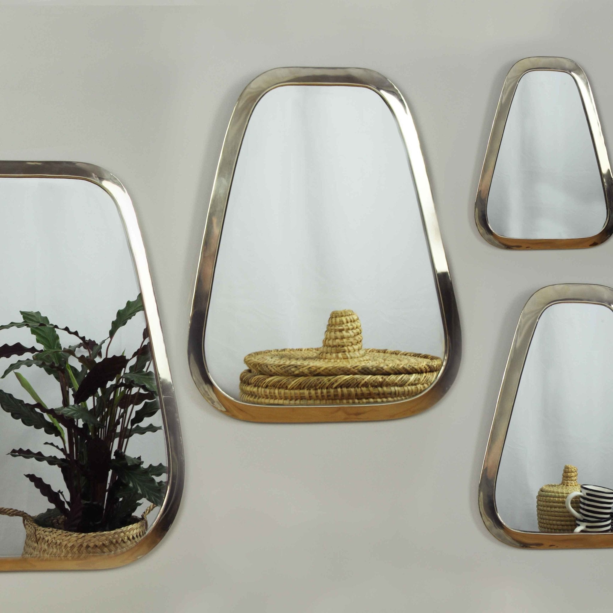 Marrakech Trapezoid Mirror in Silver Brass - Artisan Stories