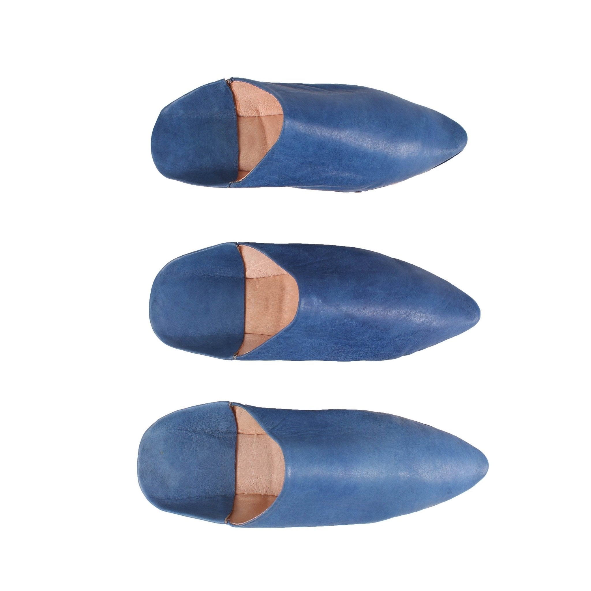 Men's Moroccan Pointed Babouche Slippers- Blue - Artisan Stories