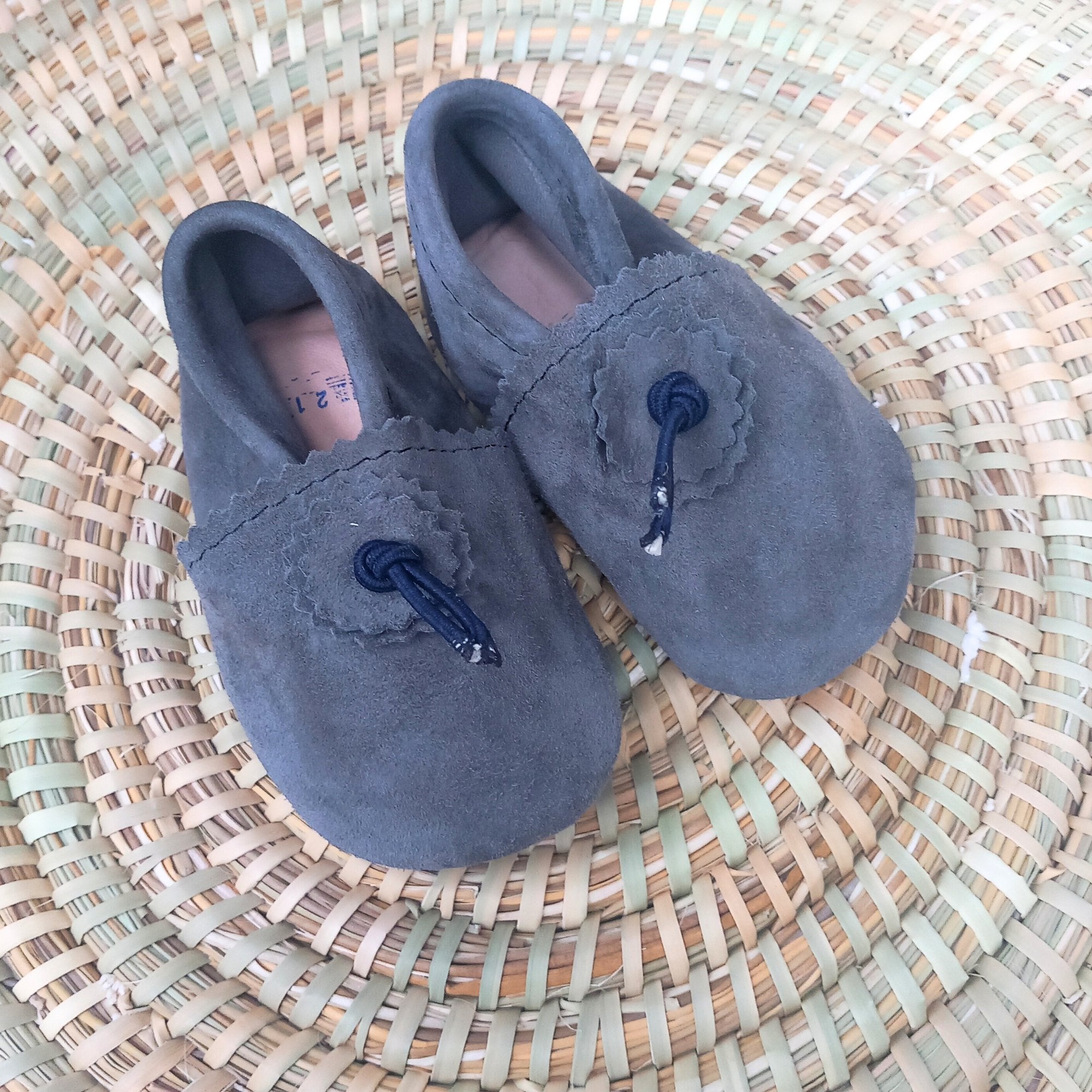 Suede Baby Slippers - Grey - Artisan Stories
