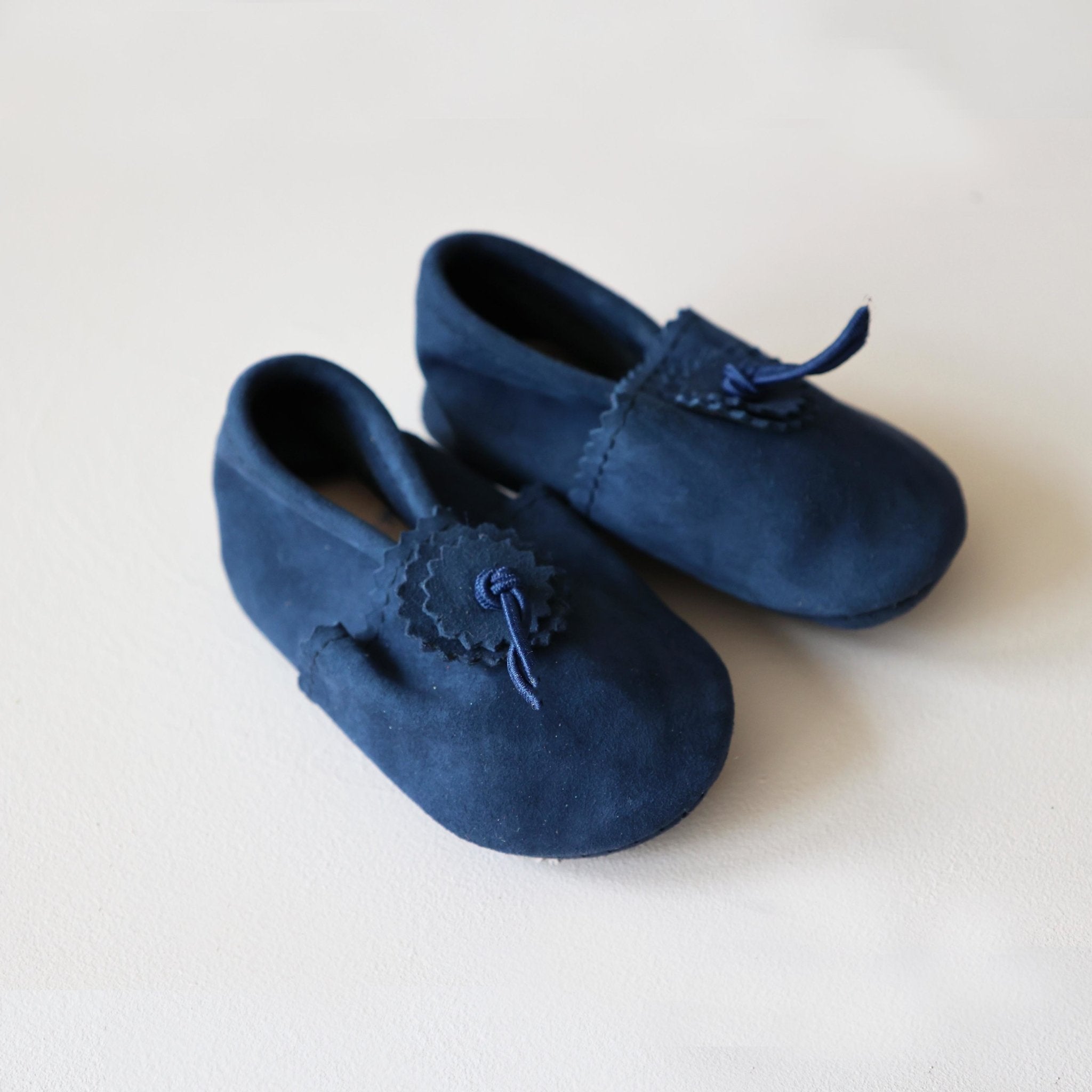 Suede Baby Slippers - Navy - Artisan Stories
