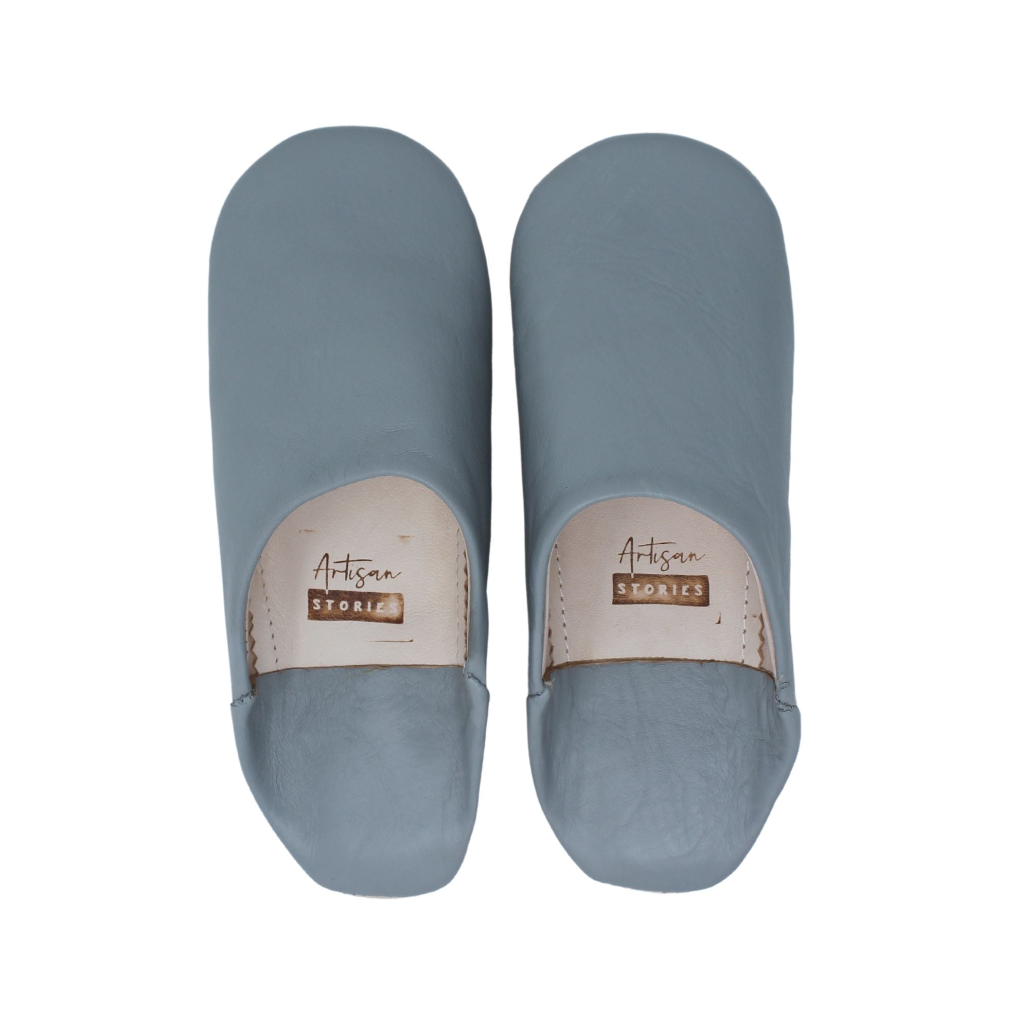 Women's leather slippers Light Grey - Artisan Stories